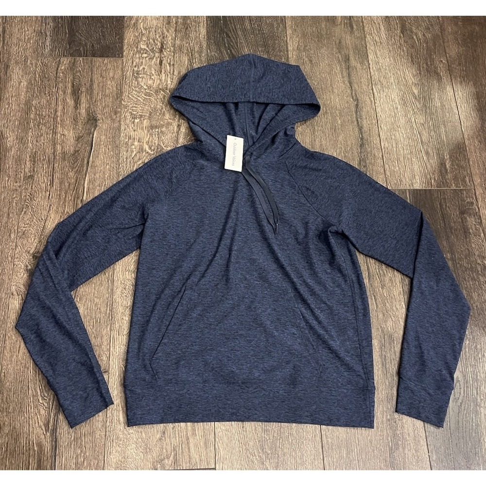 Outdoor Voices Cloudknit Hoodie Men's Large Navy Blue Long Sleeve Unisex Stretch